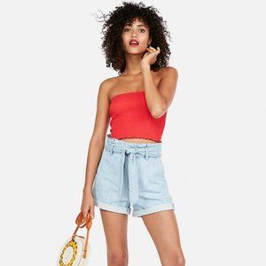 Super High Waisted Paperbag Jean Shorts